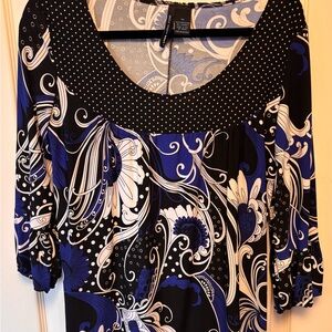 Saint Tropez West Black and Blue Floral Blouse